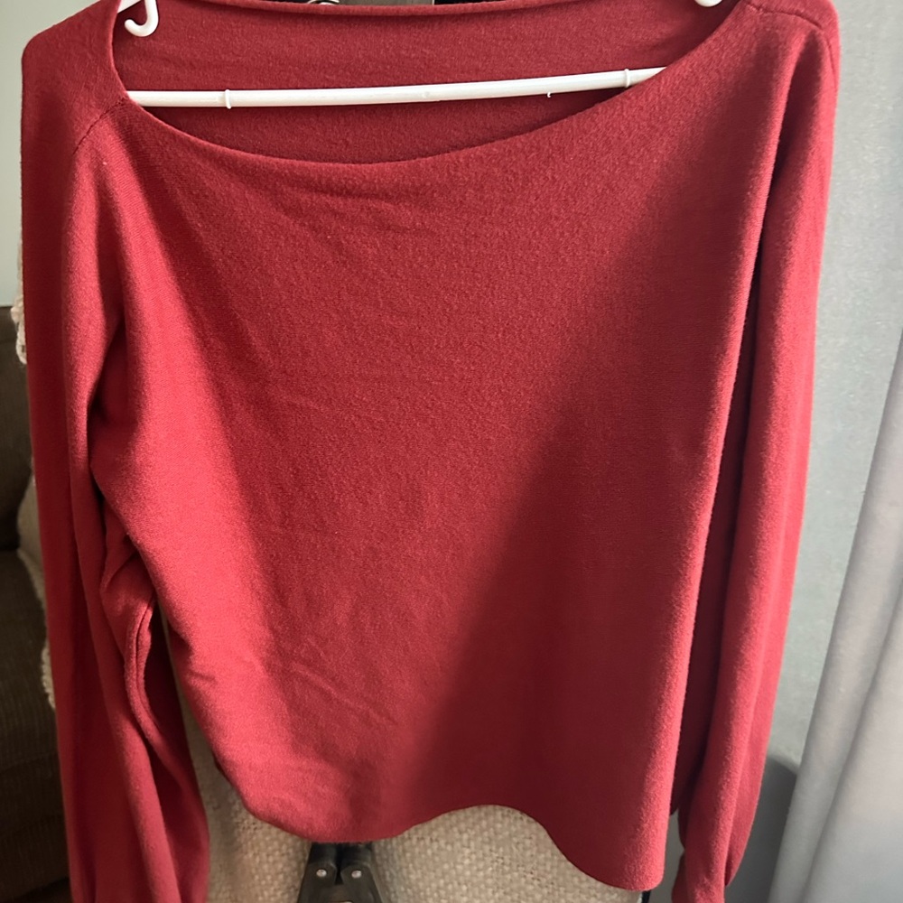 SHEIN Deep Red Long Sleeve Top
